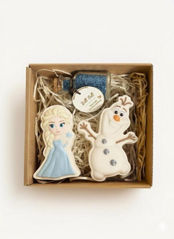 Подарунковий набір фігурних бомбочок Snow Fairy Box: зимова героїня, сніговий друг та флакон солі